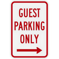 Lavex "Guest Parking Only" Right Arrow Reflective Red Aluminum Sign - 12" x 18"