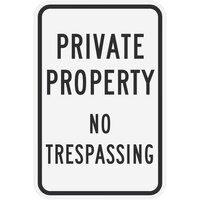 Lavex Industrial Private Property / No Trespassing Engineer Grade Reflective Black Aluminum Sign - 12 inch x 18 inch