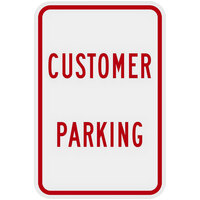 Lavex Industrial Customer Parking Engineer Grade Reflective Red Aluminum Sign - 12 inch x 18 inch
