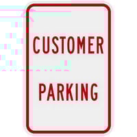 Lavex "Customer Parking" Engineer-Grade Reflective Red Aluminum Sign - 12" x 18"