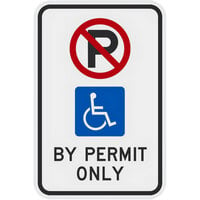 Lavex Industrial Handicapped Parking by Permit Only Engineer Grade Reflective Black Aluminum Sign - 12 inch x 18 inch
