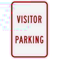 Lavex "Visitor Parking" Engineer-Grade Reflective Red Aluminum Sign - 12" x 18"