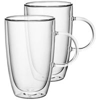 Villeroy & Boch 11-7243-8088 Artesano Barista 15.5 oz. Double Wall Glass Cup with Handle - 2/Set