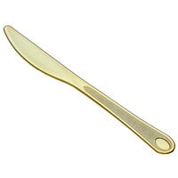 Gold Visions 7 1/2 inch Satin Heavy Weight Gold Plastic Knife - 25/Pack
