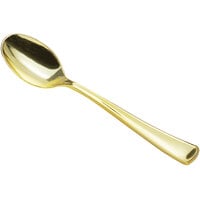 Gold Visions 6 3/4 inch Classic Heavy Weight Gold Plastic Spoon - 25/Pack