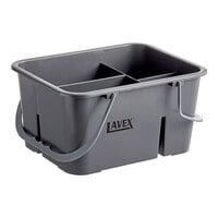 Lavex 11 1/2" x 9" Gray Plastic 4-Compartment Cleaning Caddy