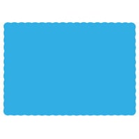 Hoffmaster 310554 10 inch x 14 inch Marina (Sky Blue) Colored Paper Placemat with Scalloped Edge - 1000/Case