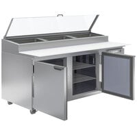 Beverage-Air DP72HC-CL 72 inch 2 Door Clear Lid Refrigerated Pizza Prep Table