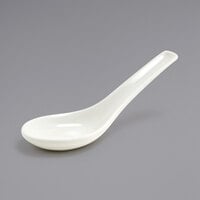 Front of the House FSP000BEP23 Catalyst 5 1/2 inch European White Porcelain Asian Appetizer / Tasting Spoon - 12/Case
