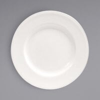 Front of the House DAP086BEP22 Catalyst Classic 6 1/4" European White Wide Rim Round Porcelain Plate - 6/Case