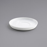 Front of the House DCS020WHP23 Soho 4 1/2 inch Bright White Round Porcelain Saucer - 12/Case