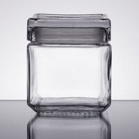 Anchor Hocking 85587R 1 Qt. Clear Stackable Square Glass Jar   - 4/Case