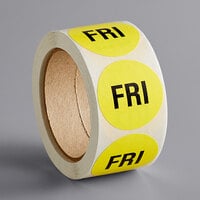 Lavex Industrial 2 inch Friday Yellow Matte Paper Permanent Inventory Day Label - 500/Roll