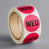 Lavex Industrial 2 inch Wednesday Pink Matte Paper Permanent Inventory Day Label - 500/Roll
