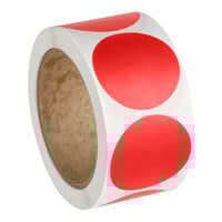 Lavex 2" Red Gloss Paper Permanent Round Inventory Label - 500/Roll