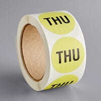 Lavex Industrial 2 inch Thursday Lime Matte Paper Permanent Inventory Day Label - 500/Roll