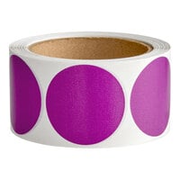 Lavex 2" Purple Gloss Paper Permanent Round Inventory Label - 500/Roll