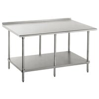 16 Gauge Advance Tabco FAG-248 24" x 96" Stainless Steel Work Table with 1 1/2" Backsplash and Galvanized Undershelf