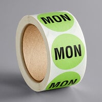 Lavex Industrial 2 inch Monday Green Matte Paper Permanent Inventory Day Label - 500/Roll