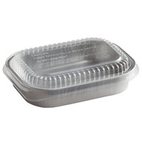 Choice 16 oz. Smoothwall Silver Mini Foil Entree / Take-Out Pan with Dome Lid - 100/Case