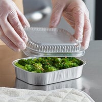 Choice 16 oz. Smoothwall Silver Mini Foil Entree / Take-Out Pan with Dome Lid - 100/Case