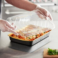 Choice 108 oz. Smoothwall Black and Gold Extra Large Foil Entree / Take-Out Pan with Dome Lid - 25/Case