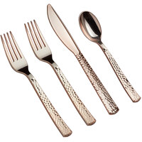 Gold Visions Hammersmith 4-Piece Heavy Weight Rose Gold Plastic Cutlery Set - 25/Pack