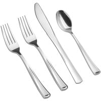 Silver Visions Classic 4-Piece Heavy Weight Silver Plastic Cutlery Set - 50/Pack