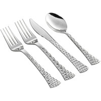 Silver Visions Brixton 4-Piece Heavy Weight Silver Plastic Cutlery Set - 50/Pack