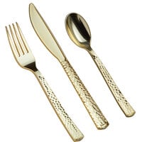 Visions Hammersmith 3-Piece Heavy Weight Gold Plastic Cutlery Set - 25/Pack