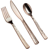 Gold Visions Hammersmith 3-Piece Heavy Weight Rose Gold Plastic Cutlery Set - 25/Pack