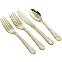 Visions Satin 4-Piece Heavy Weight Gold Plastic Cutlery Set - 25/Pack