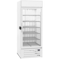 Beverage-Air MMF27HC-1-WS-18-IQ MarketMax 30" White Glass Door Merchandiser with Stainless Steel Interior, Left-Hinged Door, and Electronic Smart Door Lock