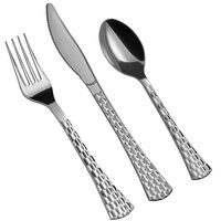 Silver Visions Brixton 3-Piece Heavy Weight Silver Plastic Cutlery Set - 50/Pack