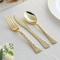 Visions Brixton 3-Piece Heavy Weight Gold Plastic Cutlery Set - 25/Pack
