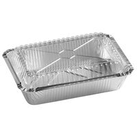4 lb Large Silver Foil Pan Take-Out Container w/Clear PET Dome Lid 10 Sets 