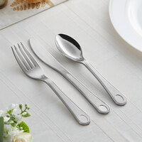 Visions Silver Satin 3-Piece Heavy Weight Plastic Cutlery Set - 50/Pack