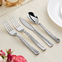 Silver Visions Hammersmith 4-Piece Heavy Weight Silver Plastic Cutlery Set - 50/Pack