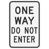 One Way / Do Not Enter Diamond Grade Reflective Black Aluminum Sign - 12 inch x 18 inch