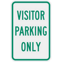Lavex "Visitor Parking Only" Reflective Green Aluminum Sign - 12" x 18"