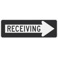 Lavex Right Arrow "Receiving" High Intensity Prismatic Reflective Black Aluminum Sign - 36" x 12"