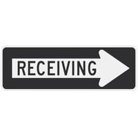 Lavex Right Arrow "Receiving" Reflective Black Aluminum Sign - 36" x 12"