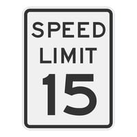 Lavex "Speed Limit 15" MPH High Intensity Prismatic Reflective Black Aluminum Sign - 12" x 18"