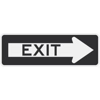 Lavex Right Arrow "Exit" High Intensity Prismatic Reflective Black Aluminum Sign - 36" x 12"