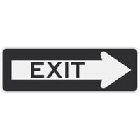 Lavex Industrial Right Arrow Exit Engineer Grade Reflective Black Aluminum Sign - 36 inch x 12 inch