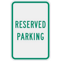 Lavex "Reserved Parking" Reflective Green Aluminum Sign - 12" x 18"