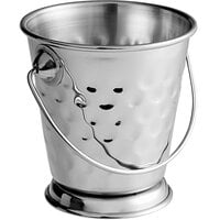 Vollrath 59783 11.6 oz. Mini Hammered Stainless Steel Serving Bucket with Handle and Pedestal Base