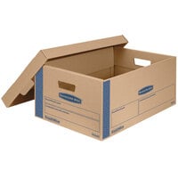 Banker's Box 0066001 SmoothMove Prime 24 inch x 15 inch x 10 inch Kraft Brown / Blue Large Moving and Storing Box   - 8/Case