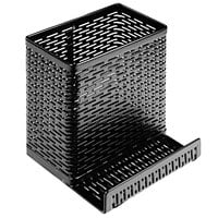 Artistic ART20014 Urban Collection 3 1/2 inch x 3 1/2 inch Black Punched Metal Pencil Cup / Cell Phone Stand