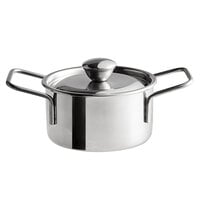 Vollrath 59772 10.3 oz. Round Mini Stainless Steel Casserole Dish with Handles and Lid